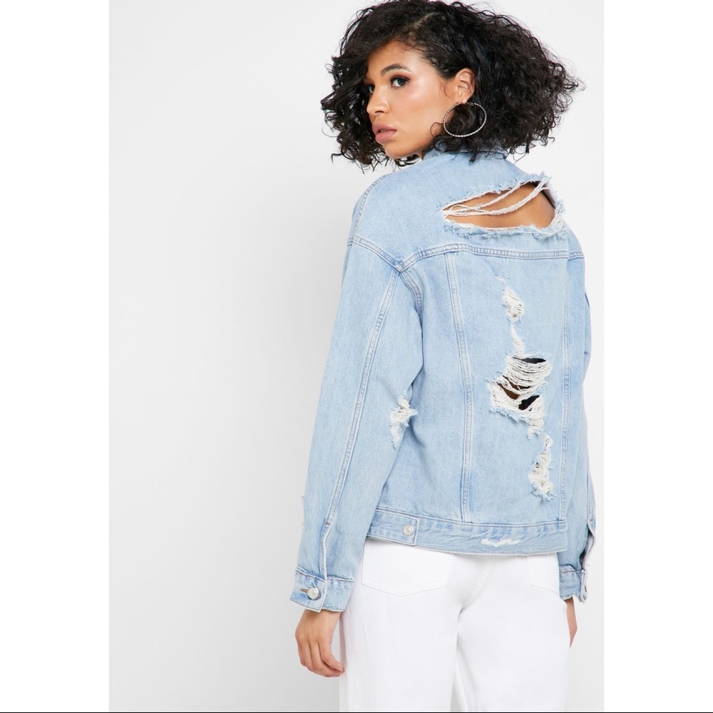 SOLD! TOPSHOP Oversized Ripped Denim Jacket - Picture 2 of 9